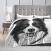 Border Collie Smile Blanket Soft Warm Flannel Throw Blanket Bedspread for Bed Living room Picnic Travel Home Couch
