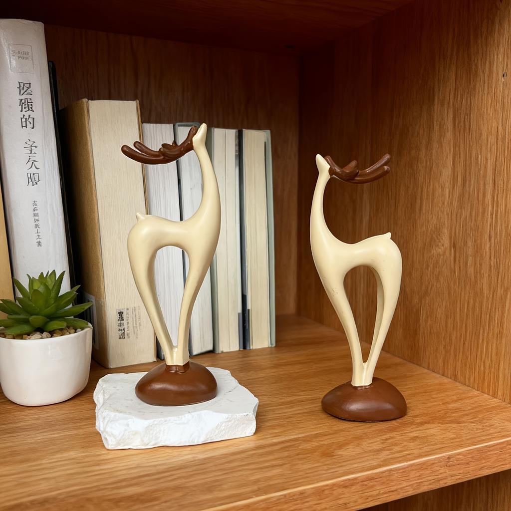 Luxury Resin Reindeer Ornament Modern Abstract Line Art Tabletop Entryway Decoration Nordic-style minimalist deer ornament One-pair package