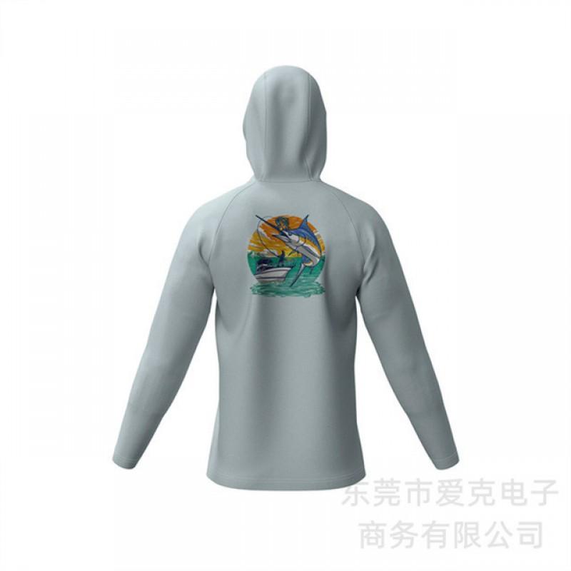 Mens Quick-Dry Hooded Long Sleeve Fishing Shirt UV Protection Outdoor Sportswear Summer Cycling Water Activities