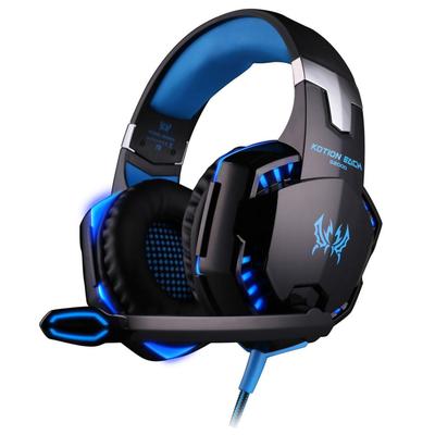Накладные игровые полноразмерные наушники Kotion Each G2000 с микрофоном и подсветкой Синий