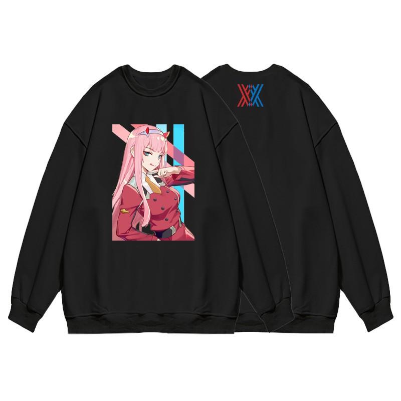 Mens Long Sleeve Crewneck Sweatshirt Anime Darling In Franxx 02 Casual Pullover