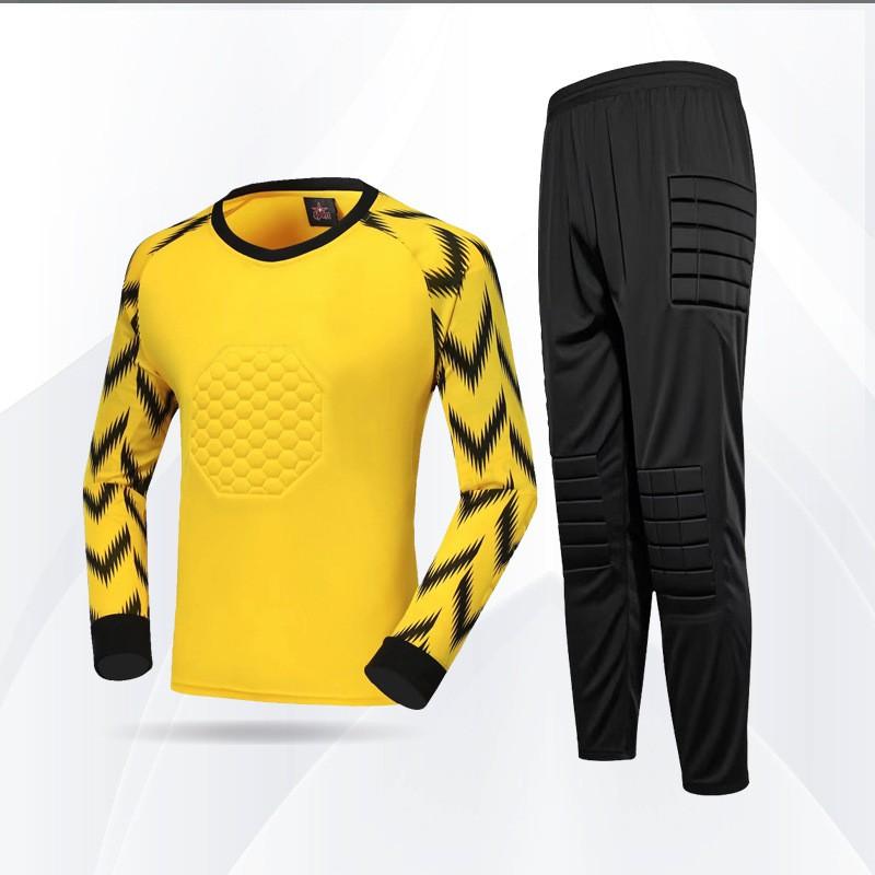 Men Women Soccer Goalkeeper Jersey Set Training Uniform Short Long Pants Fluorescent Green Blue Yellow Orange Gray Red Black