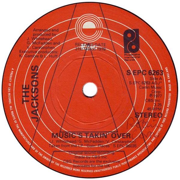 7-дюймовая пластинка JACKSONS Musics Takin Over SEPC6263 Epic 1978 UK SoulFunk Б/у