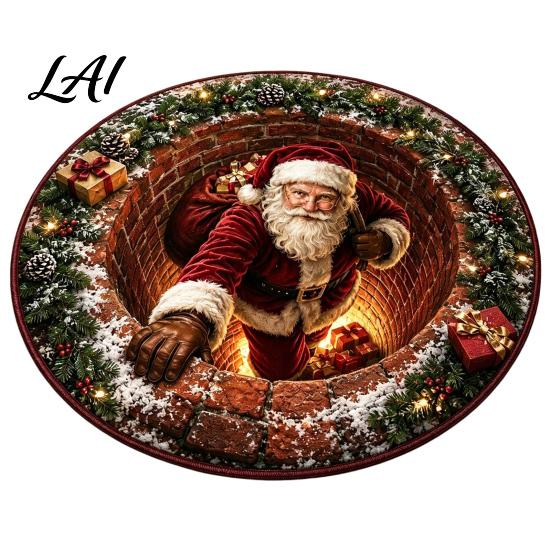 Stylish Home Entrance Carpet Christmas 3D Illusion Rug Black Hole Vortex Visual Effect Mat Non-Slip Indoor Decorative Rug Holiday Door Machine