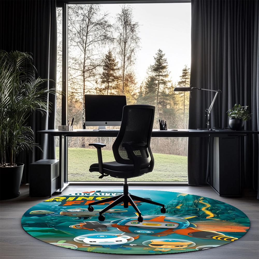 Octonauts Printed Round Rug Carpet Chair Rug Area Rug Entryway Doormats,for Office Chair Living Room Bedroom Kitchen Room.