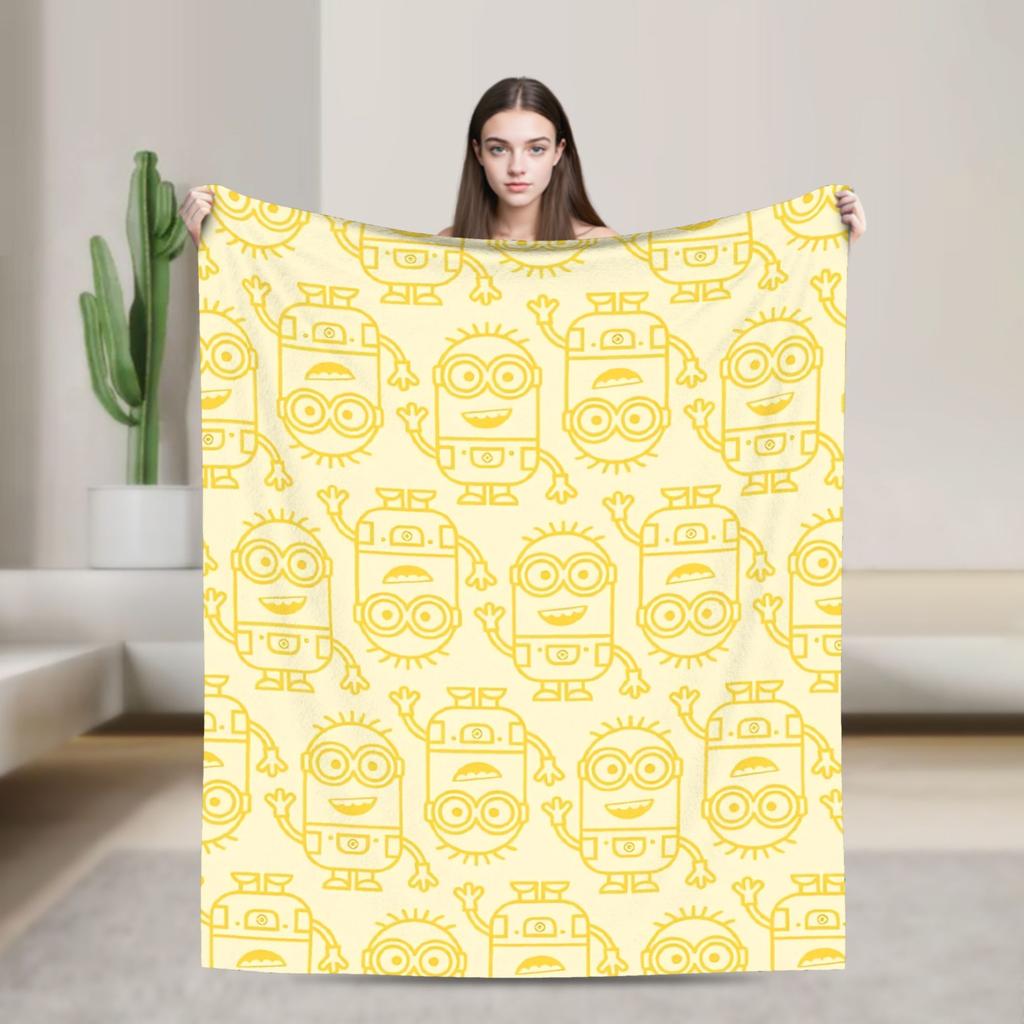 M-Minions Cartoon Christmas Flannel Blanket Warm Throw Blanket for Outdoor Travel Comfortable Bedspread Sofa Bed Cover