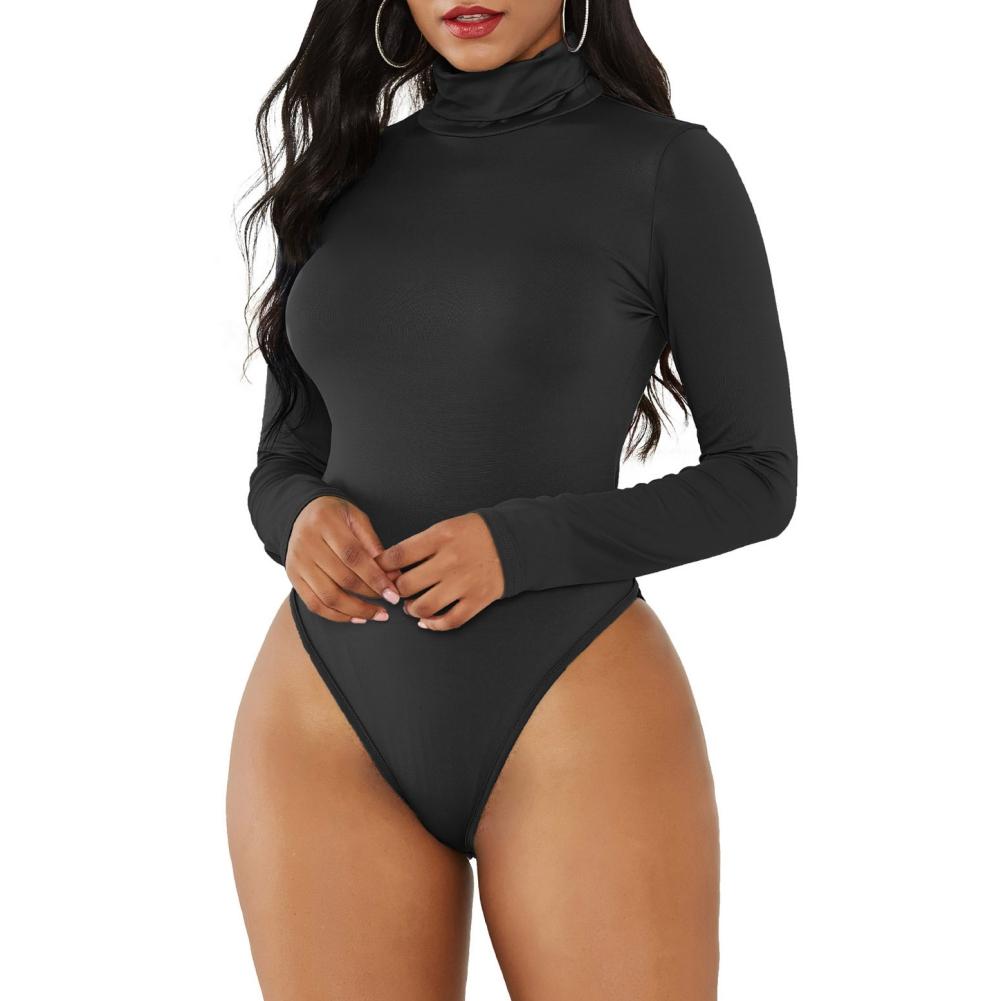 Women’s Bodysuit Turtleneck Long Sleeve Body Shaper Stretchy Romper Basic Bodycon Jumpsuit