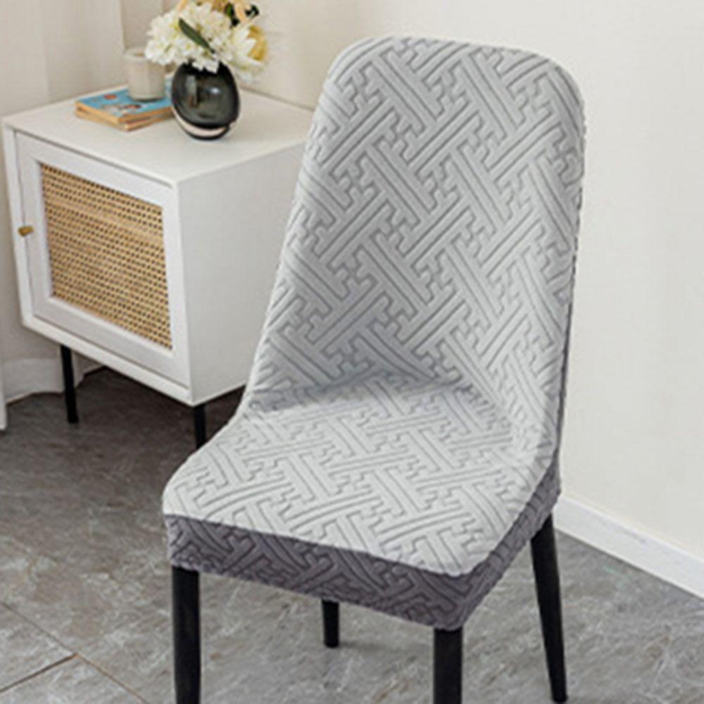 High-elastic Dining Chair Cover Anti-slip Curved Integrated Seat Cover Soft Jacquard Stool Slipcover for Home Decoration
