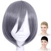 CaseEden Cosplay Wig, Premium, Smooth Short Hair, Dark Silver, WIG6133