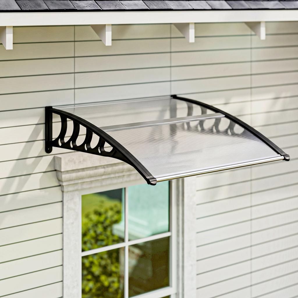 Front Door Canopy, Outdoor Awning, Rain Shelter for Window, Porch and Front/Back Door, 103 x 96.5 cm, Clear