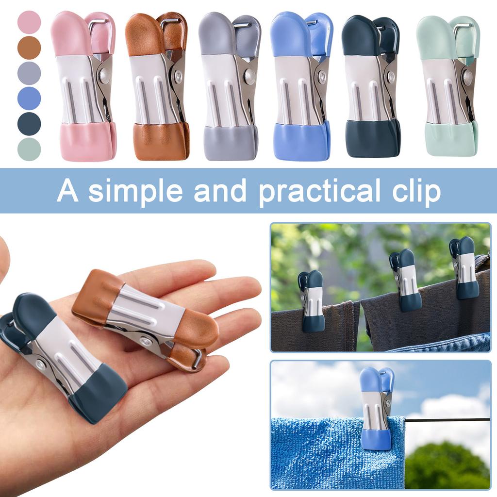30 шт., 2,17 дюйма, сверхпрочные металлические прищепки для сушки фотографий, носки для стирки, зажимы для пищевых пакетов, кухонная резина из нержавеющей стали, 6 шт.