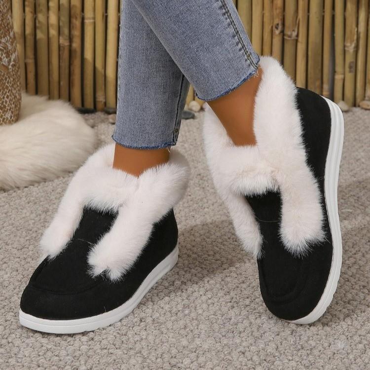 Snow Boots Women's 2025 Autumn and Winter New European and American Foreign Trade Large Size Suede Round Head Foot Casual Velvet Women's Cotton Shoes