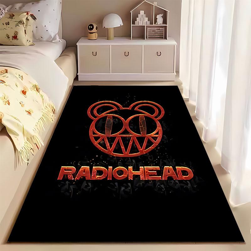 Красное лицо медведя Логотип Radiohead подходит в качестве нескользящего коврика для дивана в гостиной или спальне