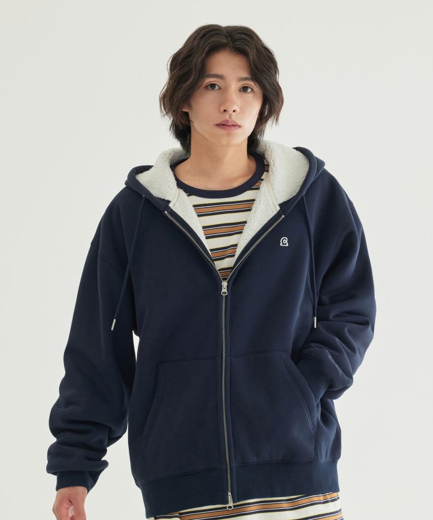 Covernat Signature Symbol Boa Zip-Up Hoodie Dark Navy