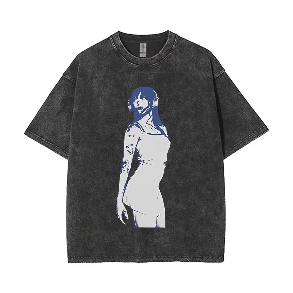 I Love Aitana CUARTO AZUL Washed Vintage Tshirt Men Women Fashion Pop Music TShirts Unisex Casual Oversized Short Sleeve Tshirt