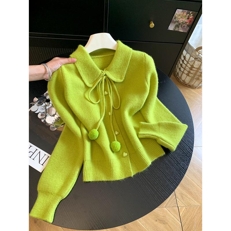 Chic Women's Winter Knit Cardigan with Pom-poms - Stylish and Versatile Design