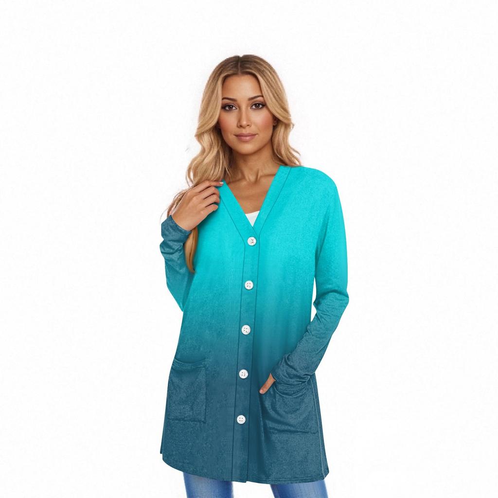 Women's Long Sleeve Cardigan Casual Jacket With Pockets Top