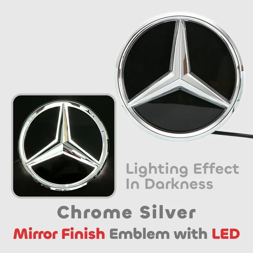 AABID1 ABS Chrome Silver Glossy Black Star Front Grille Decorative Badge OE Style Emblem Chrome Silver For Mercedes Benz E-Class W213