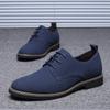 Мужские темно-синие замшевые туфли Оксфорды На шнуровке Низкий каблук Business Casual Формальная обувь Для офиса и повседневной носки