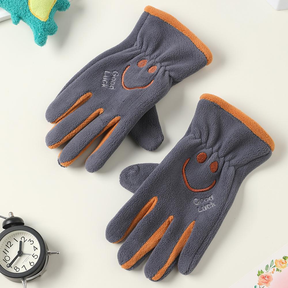 Add Fleece In Autumn and Winter Olympic Fleece Primary School Students Cycling Skin Friendly Outdoor Warm and Cold Proof Cute Gloves
