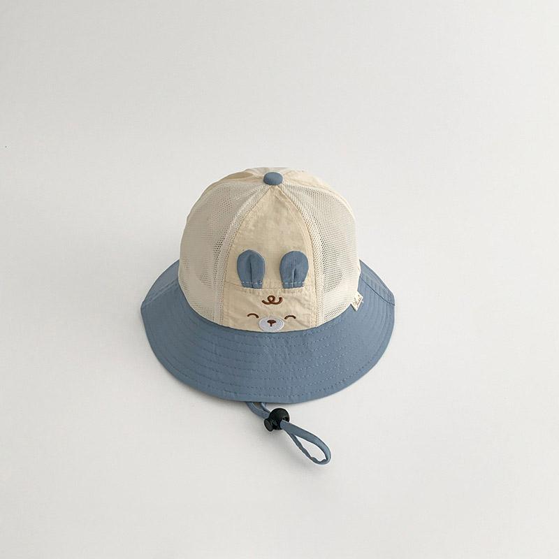 Милая детская панама с кроликом, летняя тонкая дышащая сетка для мальчиков и девочек, рыболовная шапка для путешествий на открытом воздухе, солнцезащитный козырек для малышей