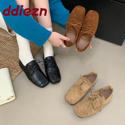 Мода Мода Шнуровка Обувь Балетки С Туфлями Для Дам Повседневные Мягкие Женские Квадратный Носок Женские Балетки Неглубокие Туфли Новинка 2025