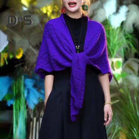 Женская вязаная шаль, однотонная, с бахромой, легкая, универсальная, алая, открытая, вязаная, с узором, шаль-накидка