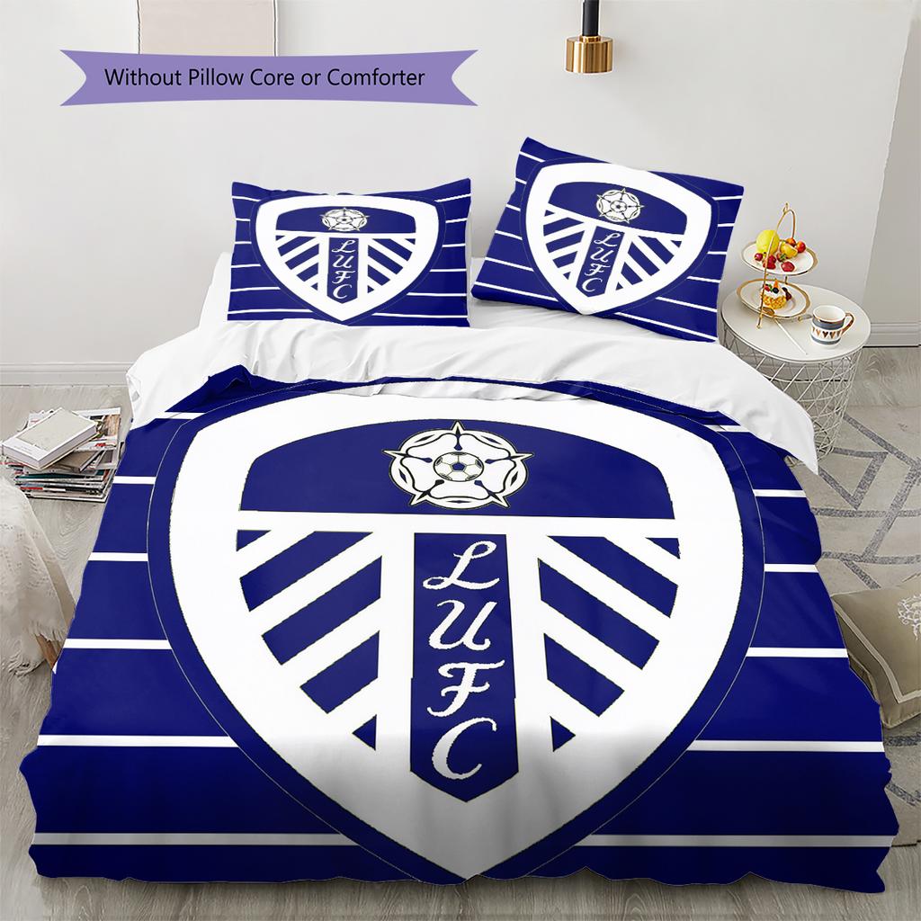 Постельное белье с узором в виде эмблемы Leeds United, Домашний декор, Подарок на день рождения (1 пододеяльник + 2 наволочки, без наполнителя)