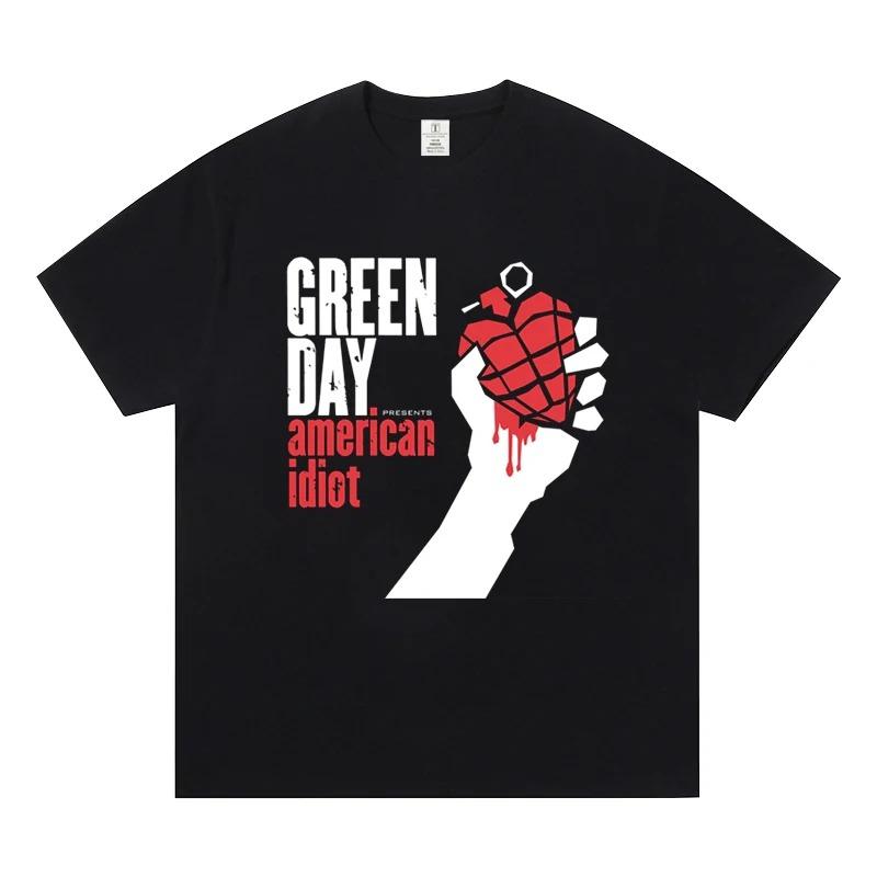 Футболка Green Day Классическая футболка рок-музыкальной группы Оверсайз с коротким рукавом Панк Уличный стиль Топы для мужчин и женщин