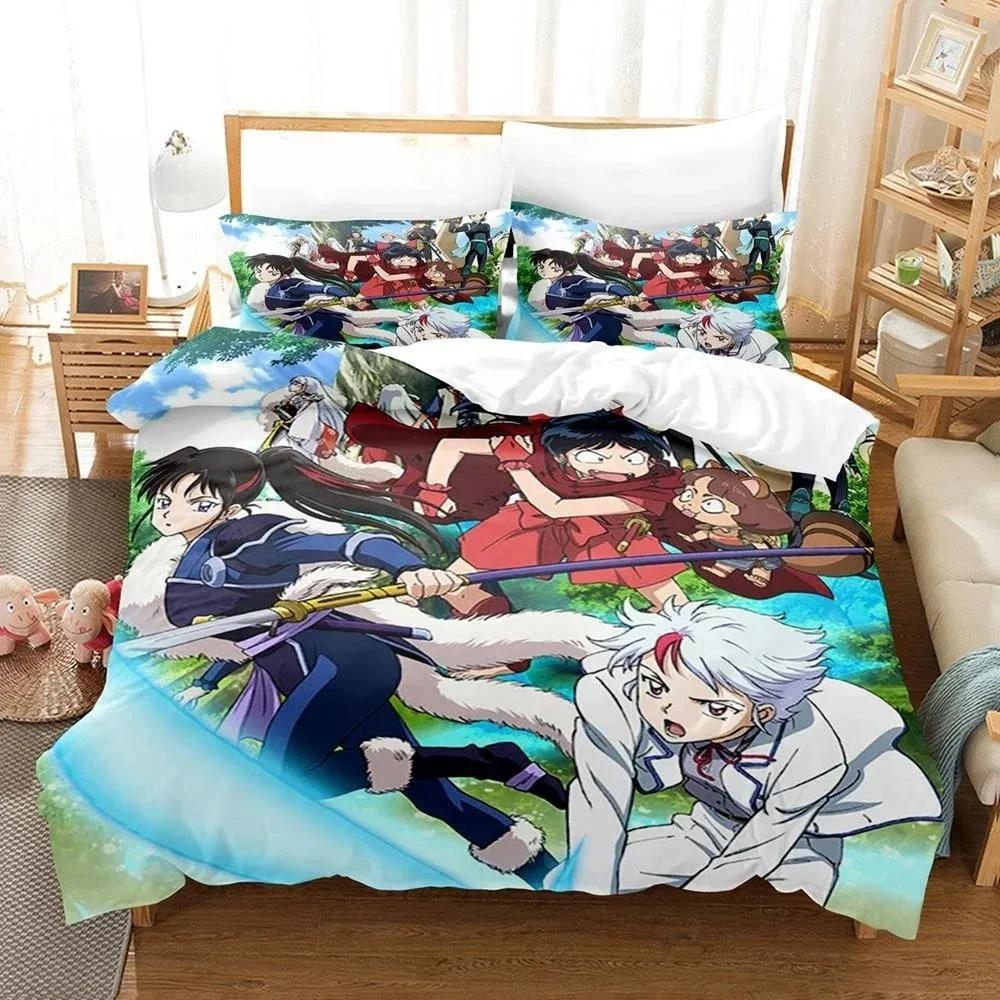 New Fashion Inuyasha Bedding Collection Single Twin Full Queen King Size Bed Collection Adult Kid Bedroom 3D Anime Bed Sheets And Pillowcases