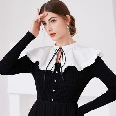 White Ruffled Shawl Bowknot Blouse Shoulders Fake Collar Shawl Detachable Collar Clothes Accessory