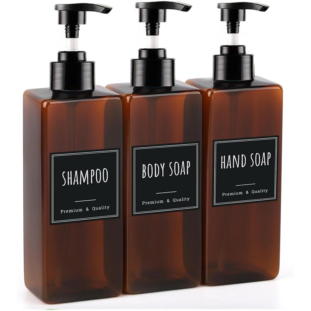 Пластиковый дозатор для мыла объемом 500 мл с этикеткой, современный контейнер для шампуня для ванной комнаты, кухни, туалета