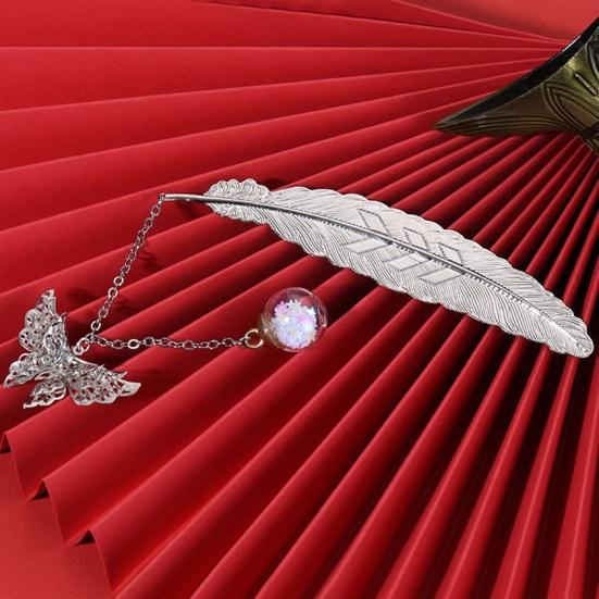 Закладка с китайскими перьями, полая металлическая стильная закладка с кисточками-бабочками, прочная, креативная, с длительным сроком службы