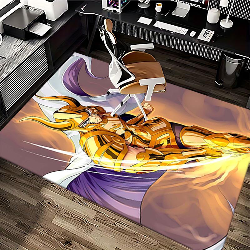 1 шт. Золотой коврик для стула Saint Seiya - Аниме Мультяшный дизайн Офисный ковер, Нескользящий ковер для домашнего декора, Игровая комната, Сезонный подарок.R004
