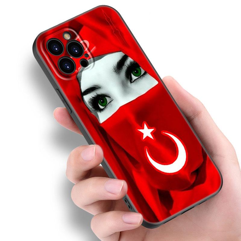 Turkey Turkish Flag Black Silicone Phone Case For Apple iPhone 12 13 Mini 11 14 15 Pro Max 7 8 Plus X XR XS SE 2020 2022