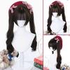WTB вьющиеся волосы двойной хвост синтетический парик женский милый повседневный Лолита мультфильм прямая челка двойной хвост длинные вьющиеся волосы