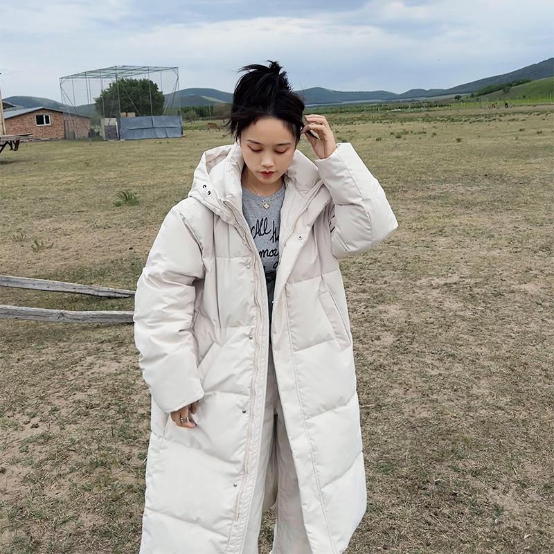 Зимняя повседневная куртка-хлеб, супер длинная куртка-парка, женская верхняя одежда большого размера, теплое толстое однотонное пуховое пальто, хлопковая куртка, женская средней длины, свободный крой