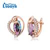 LSOOYH серьги-клипсы цвета розового золота, модные серьги для женщин, полые серьги-гвоздики с кубическим цирконием, ювелирные изделия