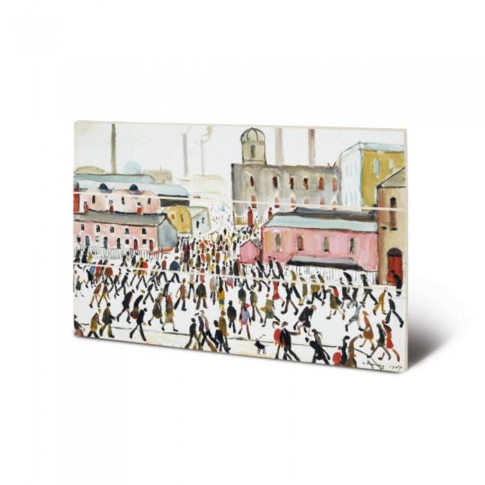 Л.С.. Лоури идет на работу 1959 г., гравюра на дереве