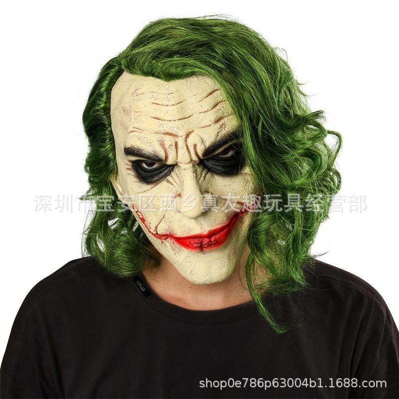 Halloween Clown Mask Green Hair Red Nose Latex Headgear Funny Batman Jack Mask joker mask