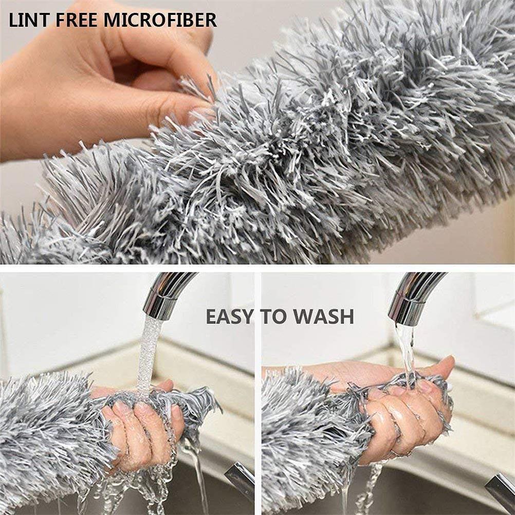 Microfiber Duster with Extension Pole with Bendable Head Extendable Duster for Cleaning Ceiling Fan Keyboard Furniture