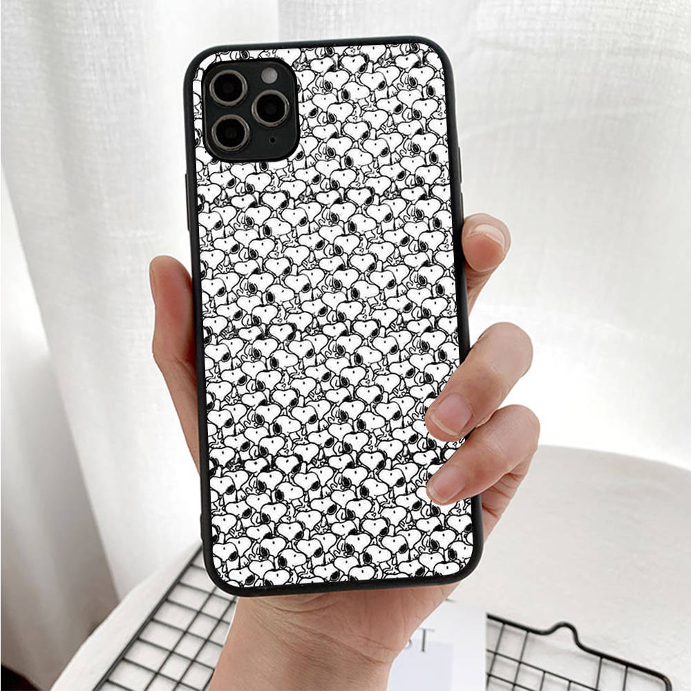 Case for iPhone 16 15 Plus 14 13 12 11 Pro 8 7 6S 6 SE 5S X XR XS Max Realme C30 C33 C31 9I Black Sofe Cover NI35 Fun Snoopy
