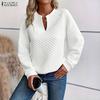 Women Casual V-Neck Autumn Long Sleeve Pullover Sweatshirts