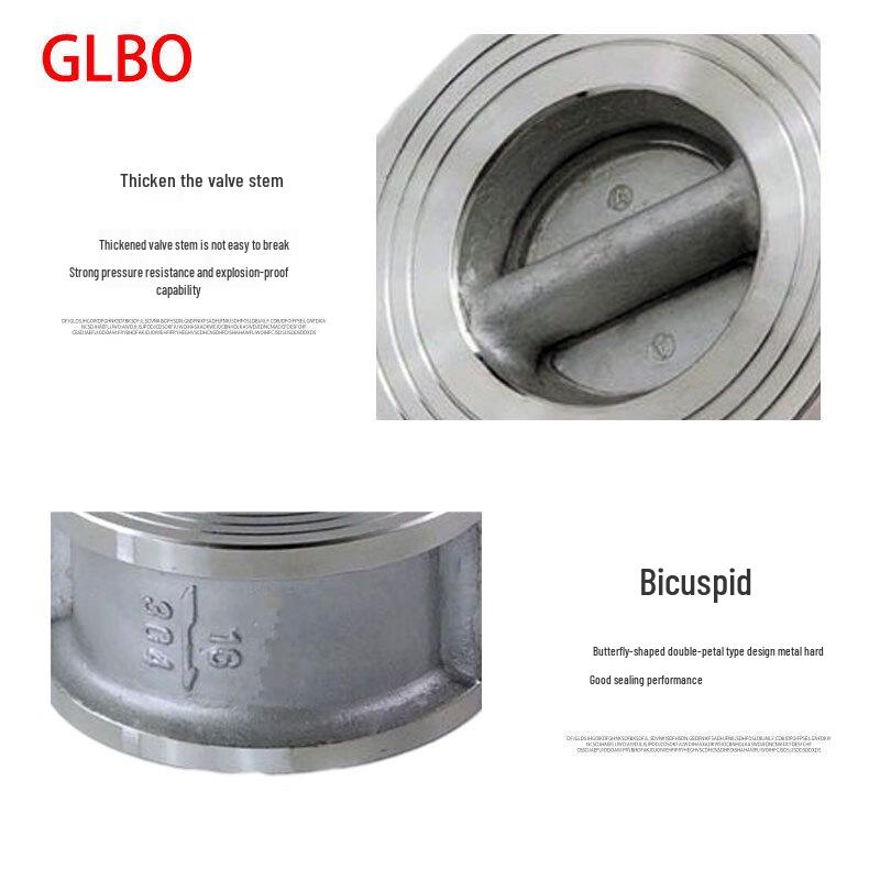 GLBO 304 Stainless Steel Wafer Double Disc Hard Seal Check Valve