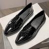 Fashion Fashion Tassel Decoration Pumps Women Retro British Style Pointed Toe Sewing Design Loafers Comfortable Commuter Office Shoes