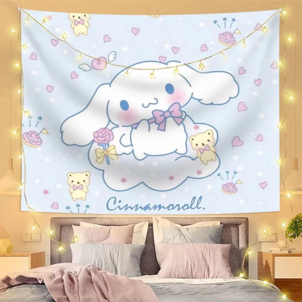 Тканое полотно Sanrio Cinnamoroll с принтом  Мечтательный настенный фон для уютной комнаты в общежитии  Домашний декор Плоская печать