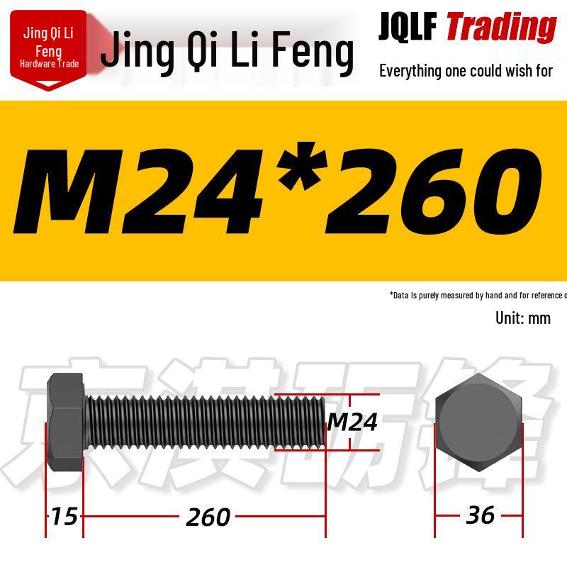 12.9 Grade High-Strength Blackened Hex Bolt M22-M48