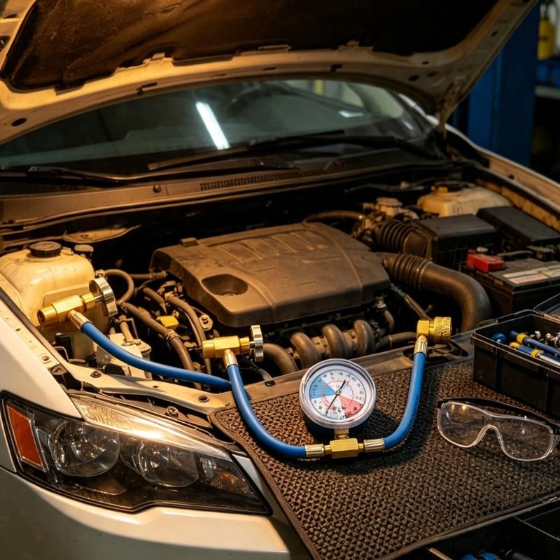 Автомобильные манометры Инструмент для обслуживания R134a, Одноманометрический шланг с металлическими фитингами для поддержки заправки хладагентом и проверки охлаждения