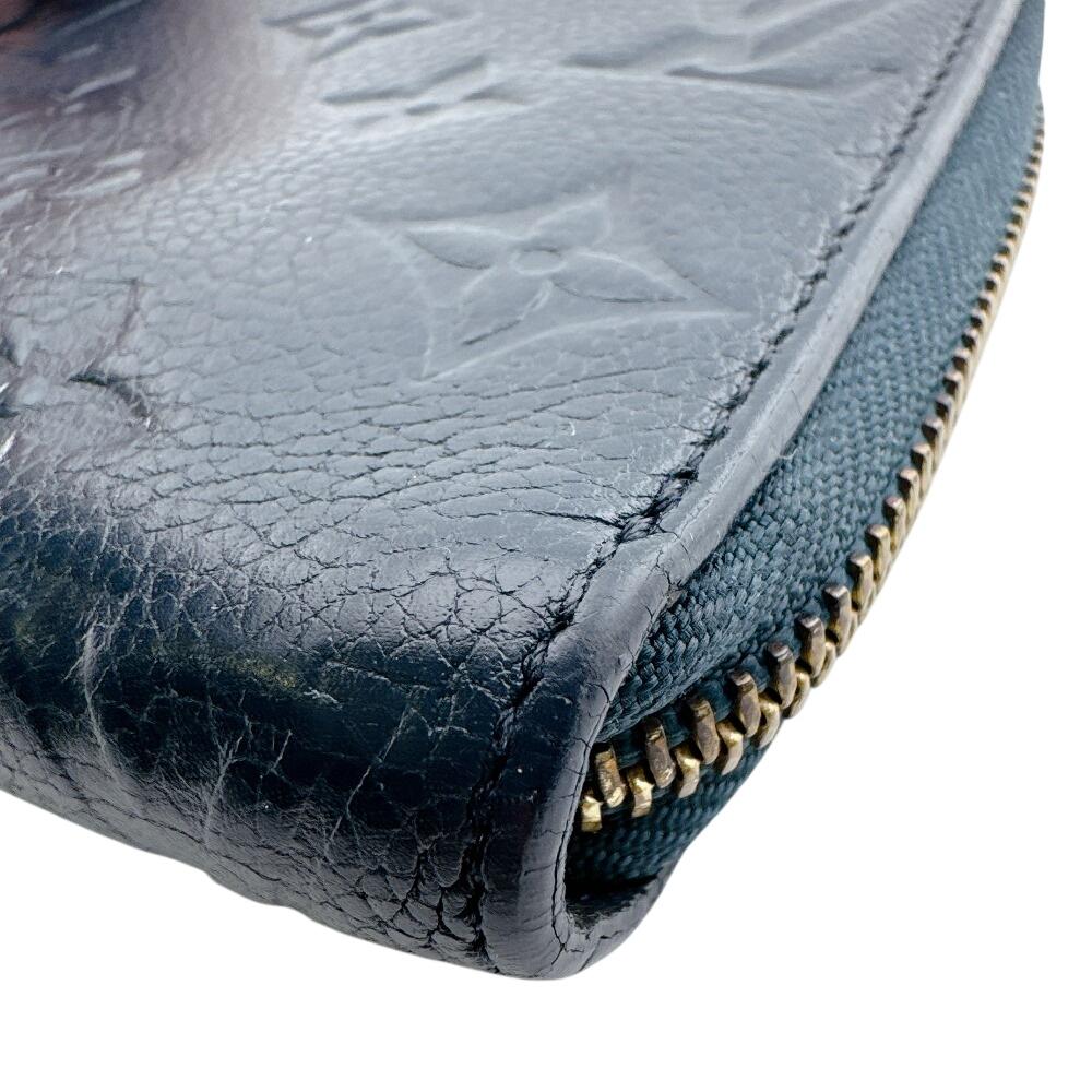 Louis Vuitton M80958 Монограмма Ann Platt кожаная вертикальная кошелек-клатч Zippy темно-синяя кожа Б/У