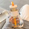 Простая пластиковая бутылка для воды большой емкости 800 мл с соломинкой, портативный пузырьковый фильтр для заварки чая для девочек, студенческий сок, чашка для питьевой воды